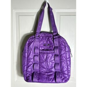 Vtg Oakley Quilted Puffer Tote Bag Purple Spiderweb Geometric Y2K Gorpcore Rare